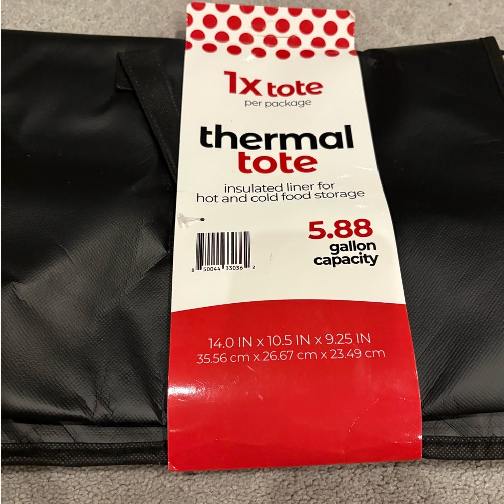 Black and Red Thermal Tote for Hot and Cold Food Storage